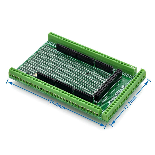 MEGA2560 Double-Side PCB Prototype with Screw Terminal Block – Easy Connections for Arduino Projects