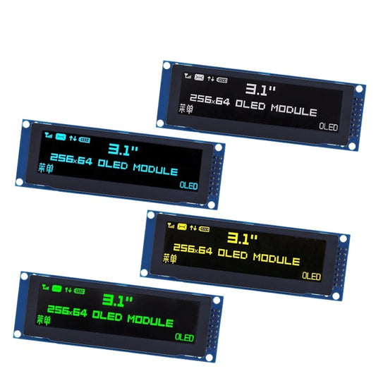 3.1-Inch 256x64 SPI OLED Display SSD1322 for Arduino, Raspberry Pi, ESP32 – High-Resolution Monochrome Screen Module