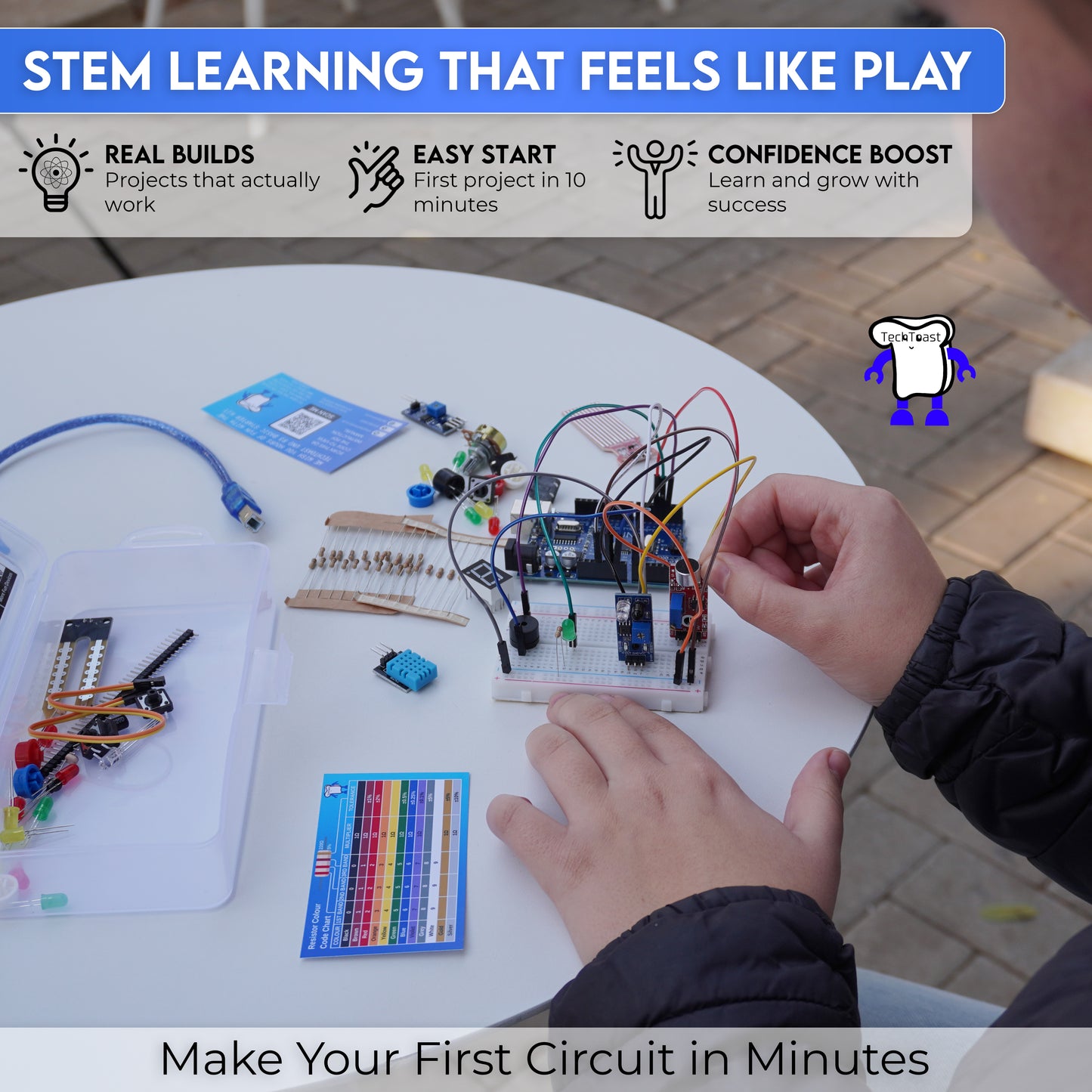 Arduino Uno R3 Basic Starter Kit – Perfect for STEM Projects & Beginners in Electronics