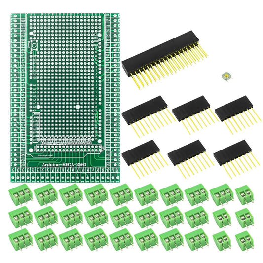 MEGA2560 Double-Side PCB Prototype with Screw Terminal Block – Easy Connections for Arduino Projects