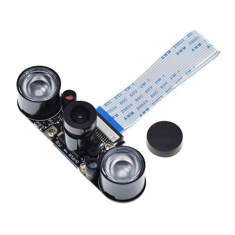 OV5647 5MP Fisheye Camera Module for Raspberry Pi with IR LEDs and Night Vision - 70° Adjustable Focal Length