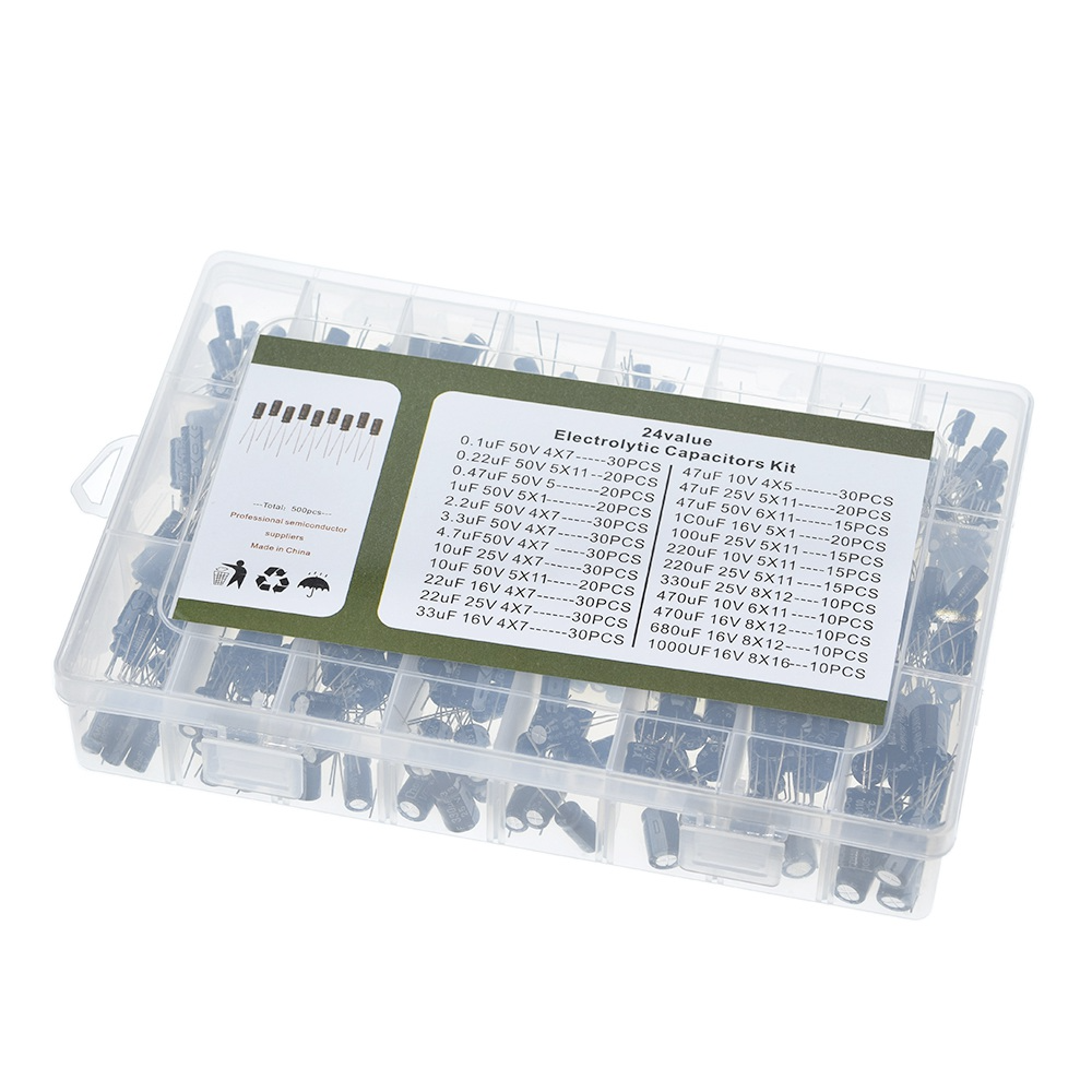 Aluminum Electrolytic Capacitors 16-50V Assortment Kit 500pcs